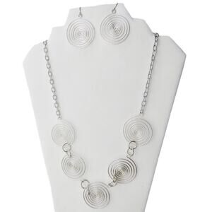 Paparazzi Silver Spiral Necklace and Earrings Set